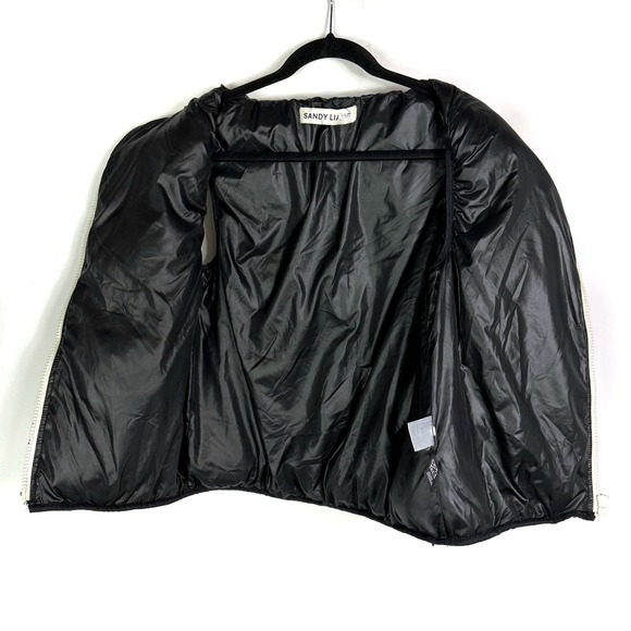 Sandy Liang Dove Faux Shearling Vest Floral Sherpa Fleece Black Beige Sz S - Picture 13 of 13